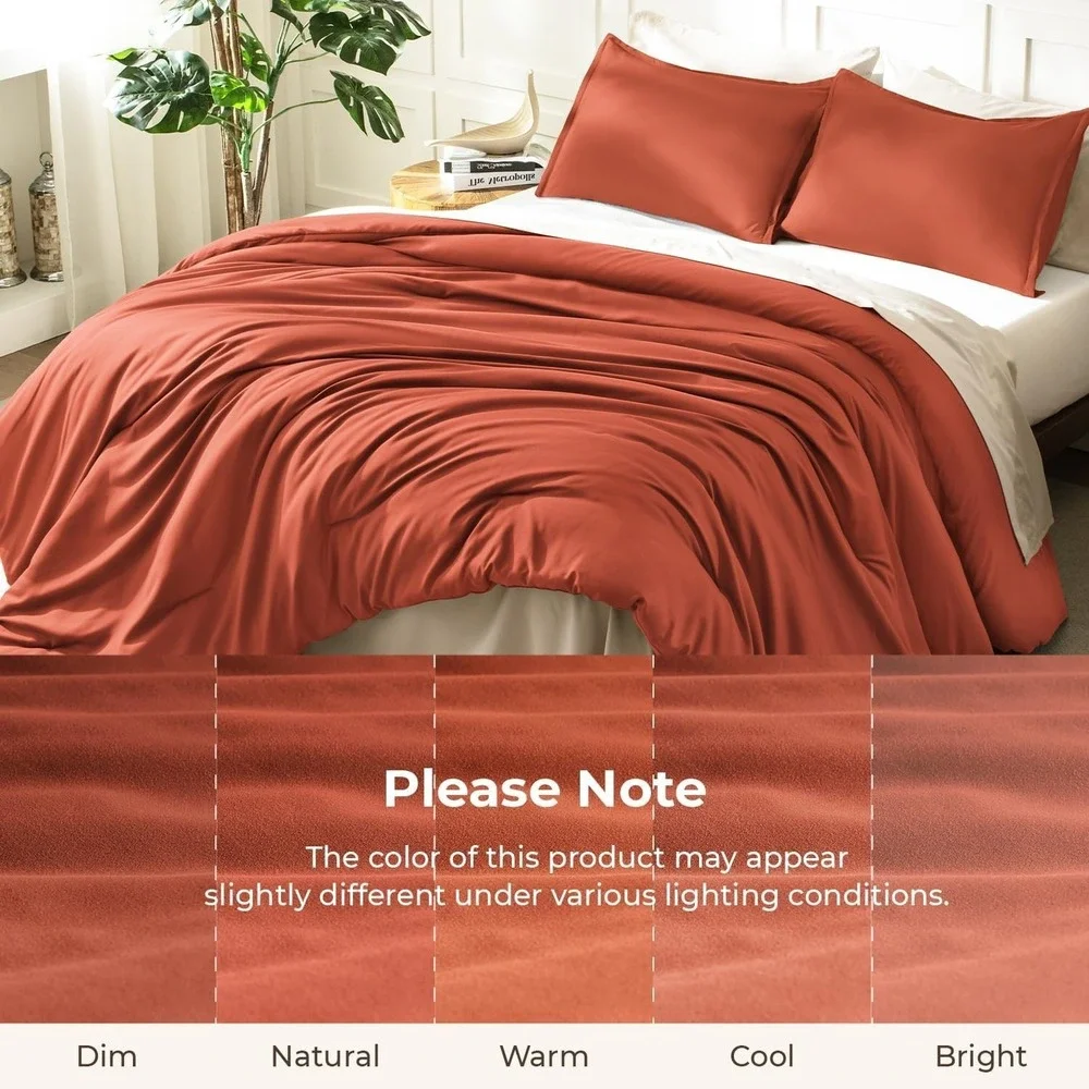 Comforter Set Full Size, 3 Pieces Burnt Orange Soft Fluffy Down Alternative NEW